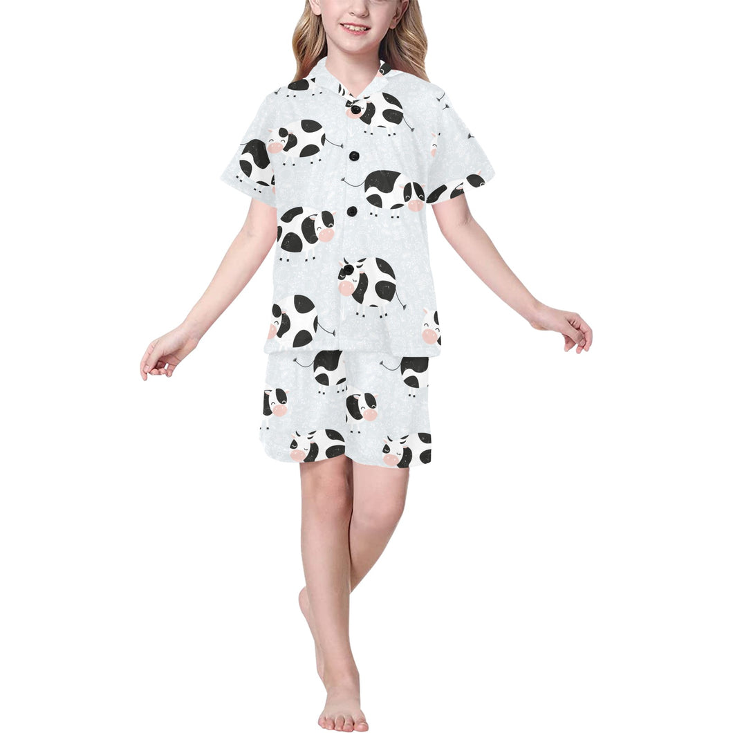 Cute cows pattern Kids' Boys' Girls' V-Neck Short Pajama Set