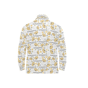 Golden Retriever Pattern Print Design 04 Men's Long Sleeve Polo Shirt