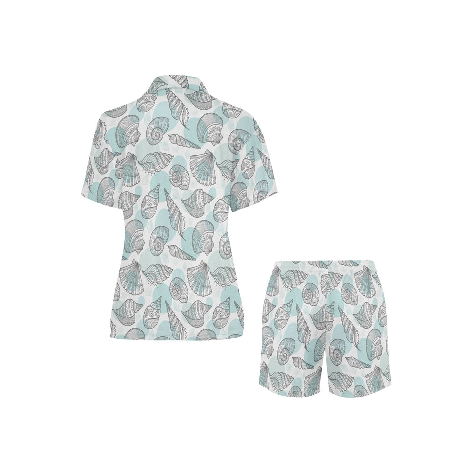 Shell polynesian tribal Women's V-Neck Short Pajama Set