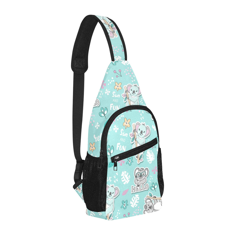 Cute koalas blue background pattern All Over Print Chest Bag