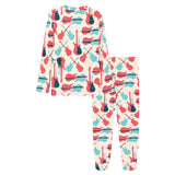 Red Blue guitar pattern Women's All Over Print Pajama Set