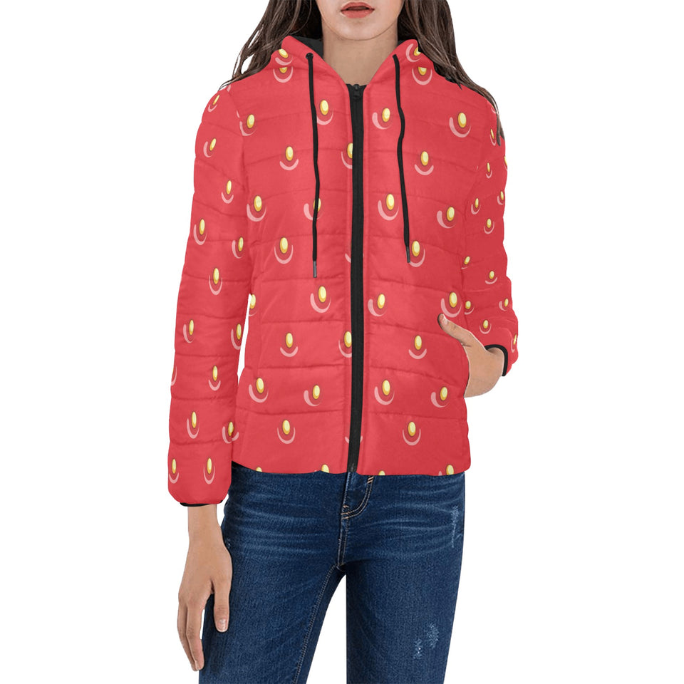 strawberry texture skin pattern Women's Padded Hooded Jacket