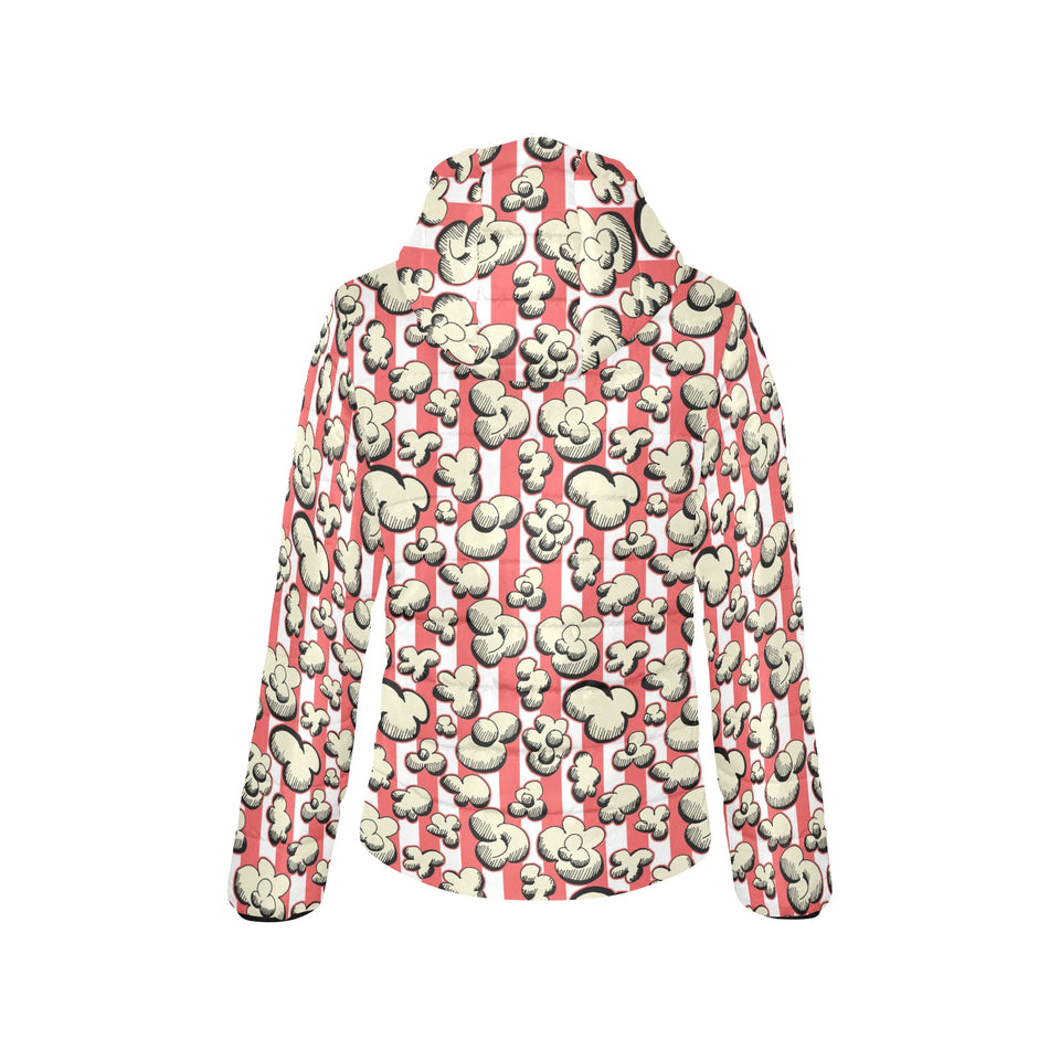 Popcorn Pattern Print Design 05 Women's Padded Hooded Jacket