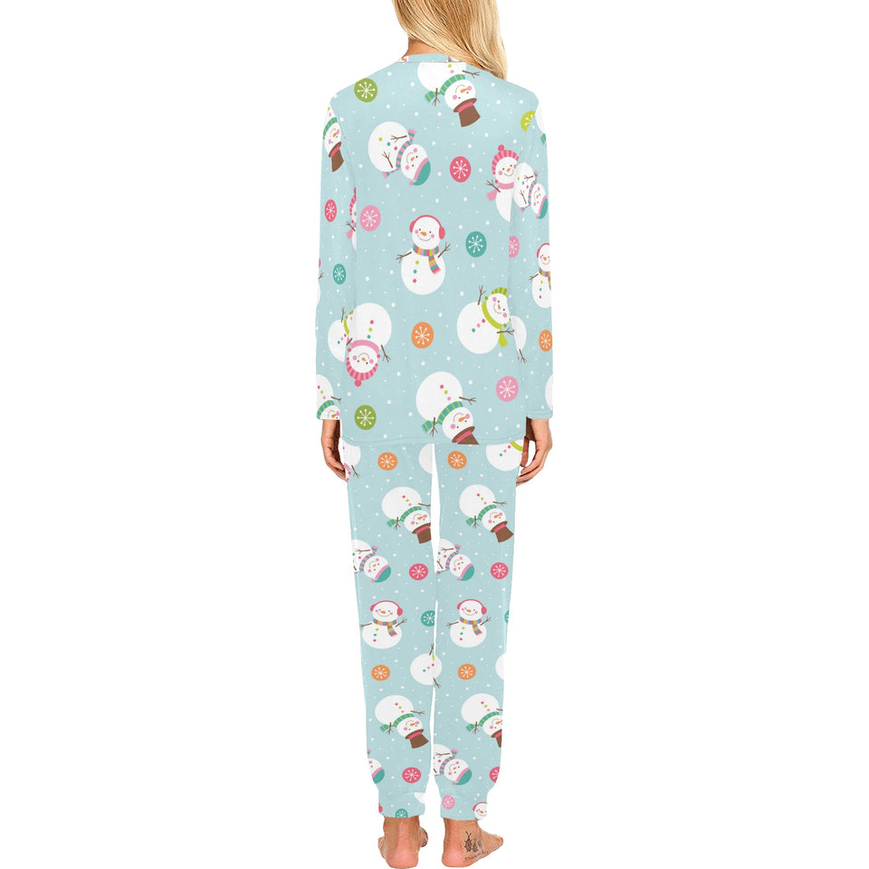 Cute snowman snowflake pattern Women's All Over Print Pajama Set