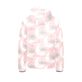 Cute moon cloud star pattern pink dot background Kids' Boys' Girls' Padded Hooded Jacket
