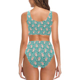 Pig Pattern Print Design 01 Chest Bowknot High Waisted Bikini Swimsuit