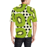 kiwi black dot background Men's All Over Print Polo Shirt