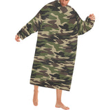 Dark Green camouflage pattern Blanket Robe with Sleeves