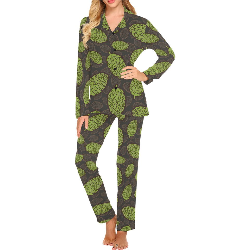 Hop pattern black background Women's Long Pajama Set