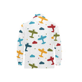 Airplane star cloud colorful Men's Long Sleeve Polo Shirt