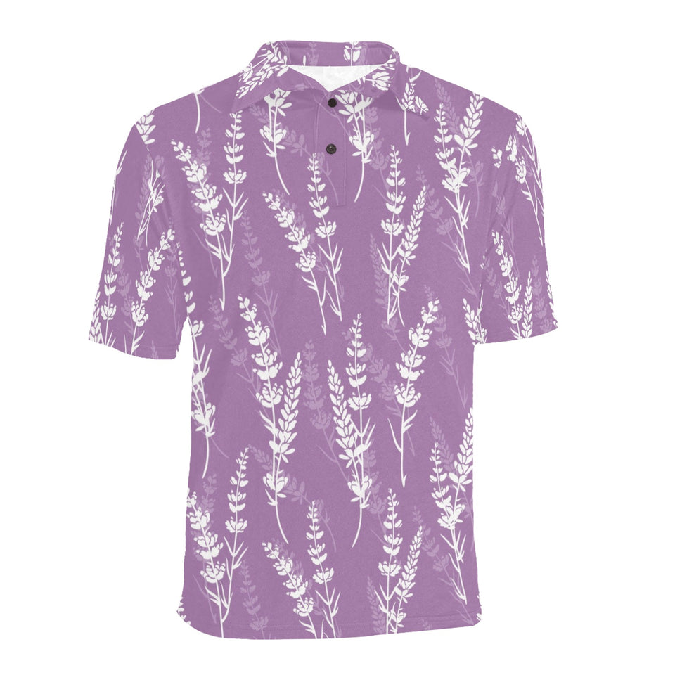 Lavender flowers purple pattern Men's All Over Print Polo Shirt