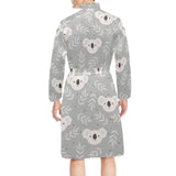 Cute koala leaves pattern Men's Long Sleeve Belted Night Robe