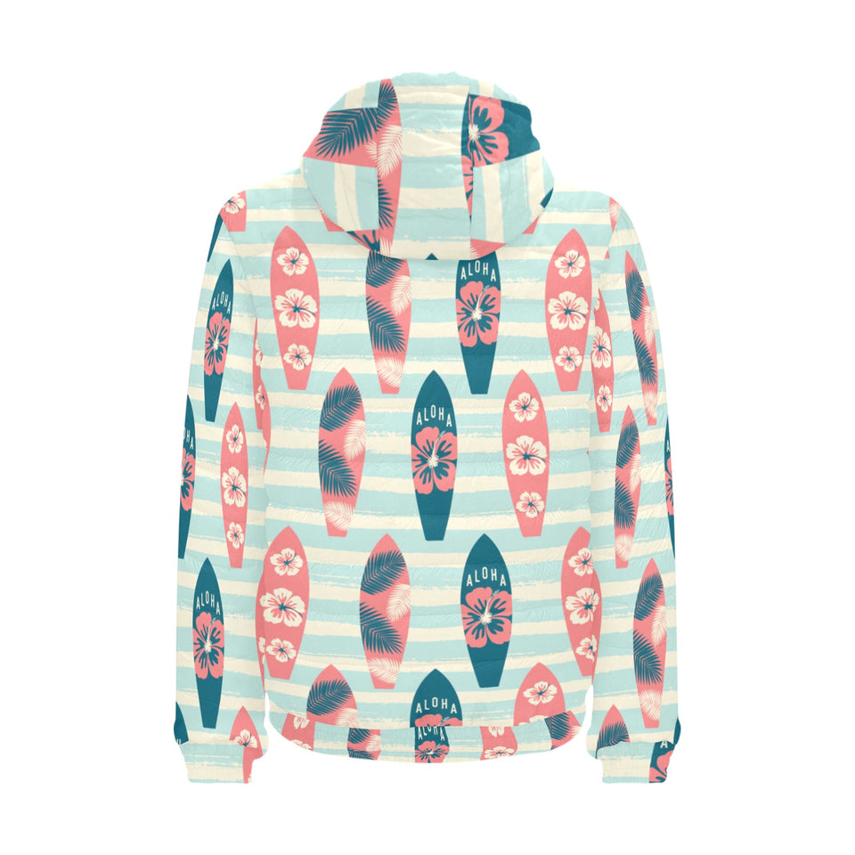 Surfboard Pattern Print Design 02 Men's Padded Hooded Jacket