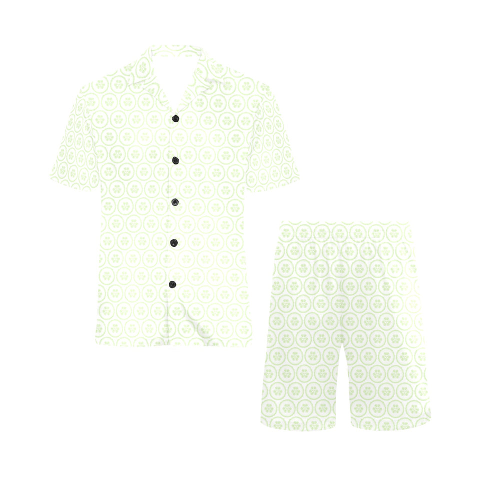 Cucumber pattern background Men's V-Neck Short Pajama Set