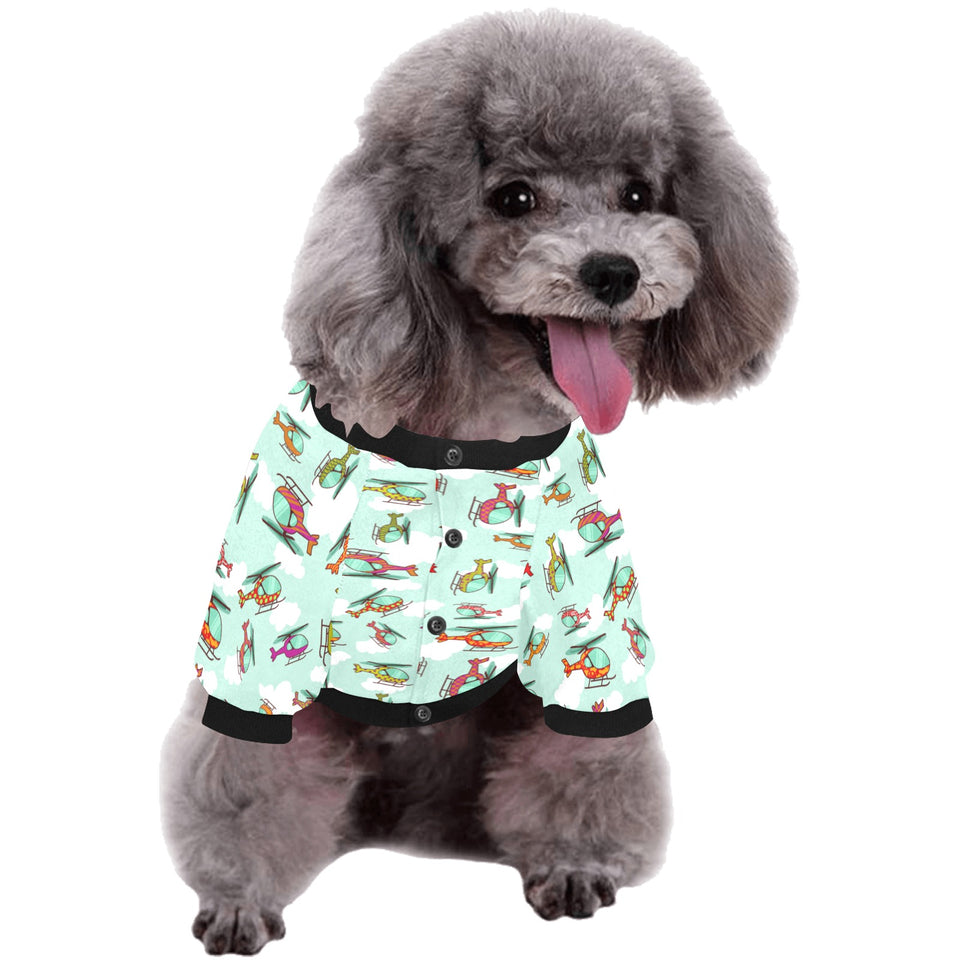 Helicopter design pattern All Over Print Pet Dog Round Neck Fuzzy Shirt