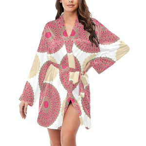 Circle indian pattern Women's Long Sleeve Belted Night Robe