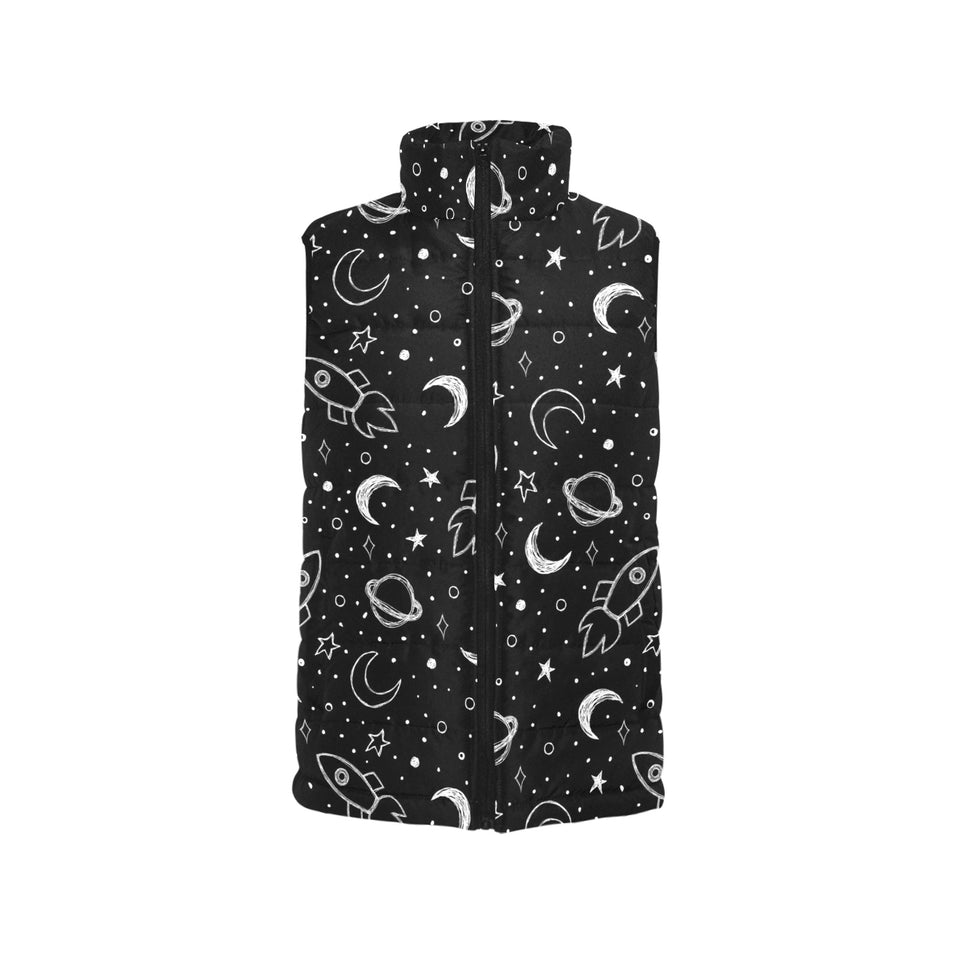 Hand drawn space rocket star planet Women's Padded Vest