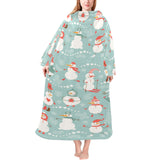 Cute snowman pattern Blanket Robe with Sleeves