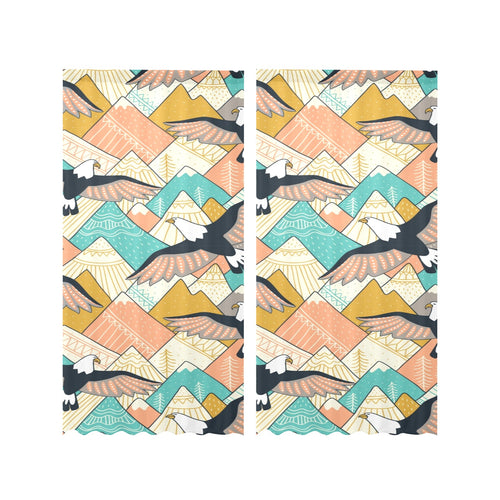 Eagle Pattern Print Design 02 Gauze Curtain
