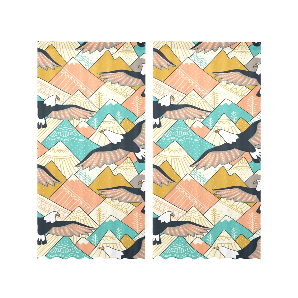 Eagle Pattern Print Design 02 Gauze Curtain