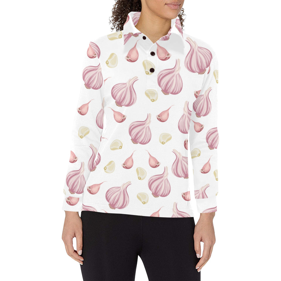 Garlic pattern Women's Long Sleeve Polo Shirt