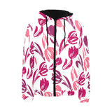 pink sketch tulip pattern Men's Padded Hooded Jacket