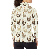 Cute rooster chicken cock Women's Long Sleeve Polo Shirt