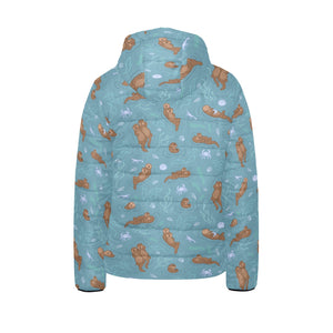 Sea otters pattern Kids' Boys' Girls' Padded Hooded Jacket