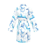 Watercolor dolphin pattern Women's Long Sleeve Belted Night Robe