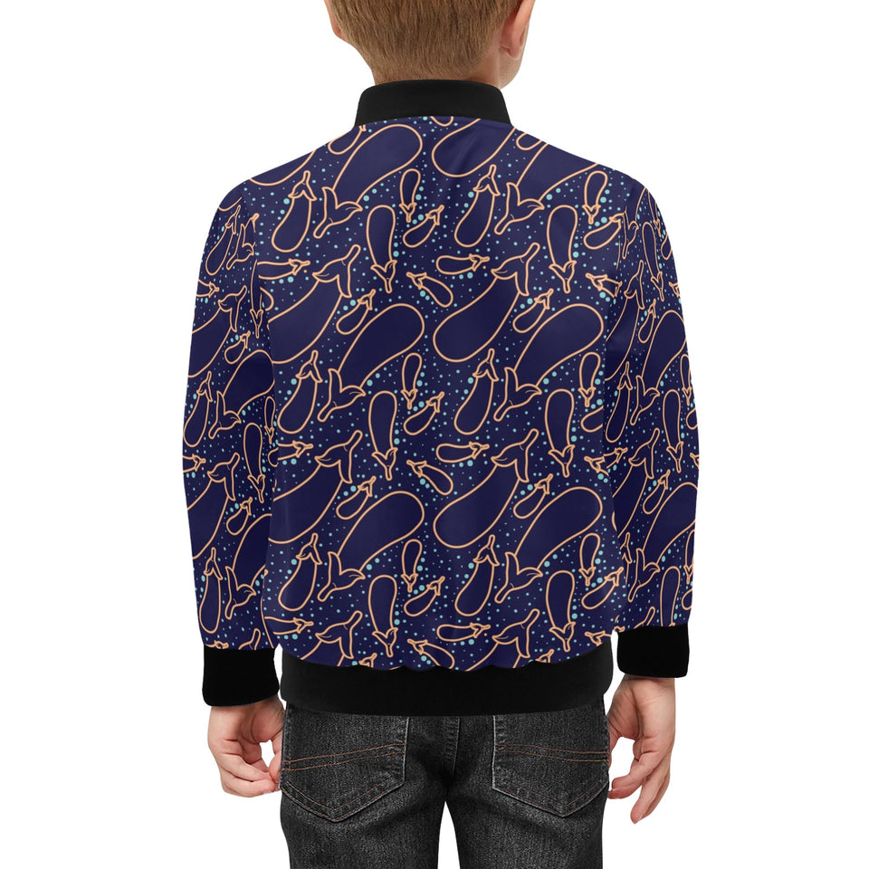 Eggplant Pattern Print Design 04 Kids' Boys' Girls' Bomber Jacket