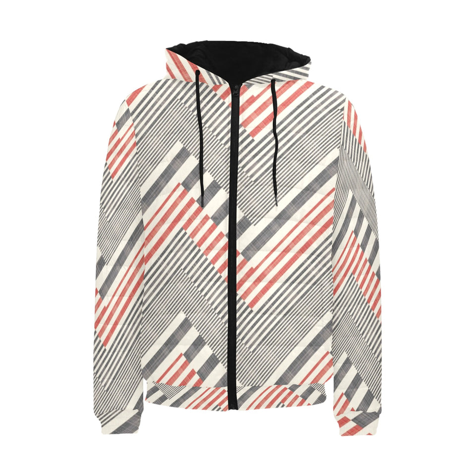 zigzag chevron striped pattern Men's Padded Hooded Jacket