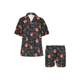 fox sleeping fox pattern Women's V-Neck Short Pajama Set