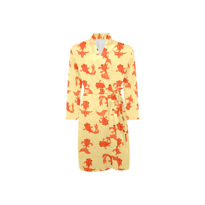 Goldfish Pattern Print Design 02 Men's Long Sleeve Belted Night Robe