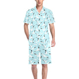 Seagull Pattern Print Design 01 Men's V-Neck Short Pajama Set