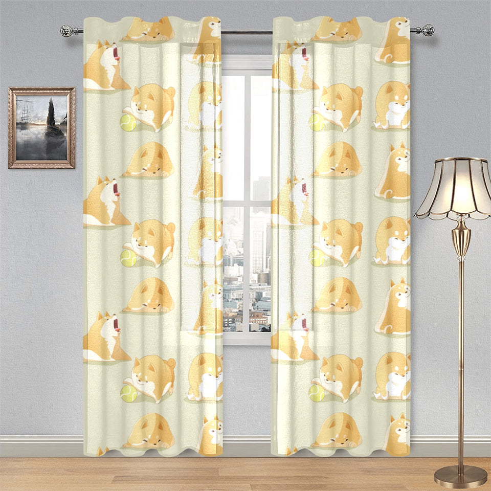 Cute fat shiba inu dog pattern Gauze Curtain