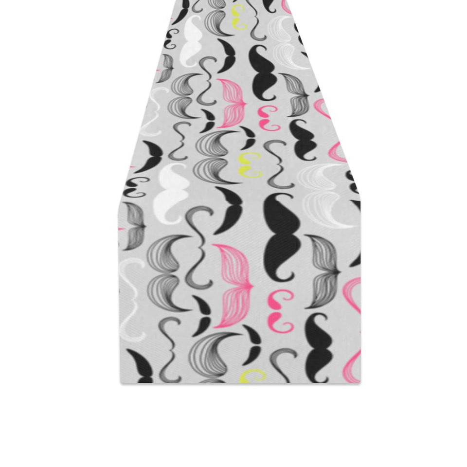 Mustache Beard Pattern Print Design 02 Table Runner