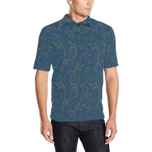 Swordfish Pattern Print Design 02 Men's All Over Print Polo Shirt