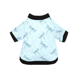Dragonfly pattern blue background All Over Print Pet Dog Round Neck Fuzzy Shirt