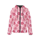 Rose Pattern Print Design 02 Women's Padded Hooded Jacket