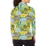 Hand drawn windmill pattern Women's Long Sleeve Polo Shirt