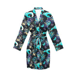 Dragon sea wave pattern Women's Long Sleeve Belted Night Robe
