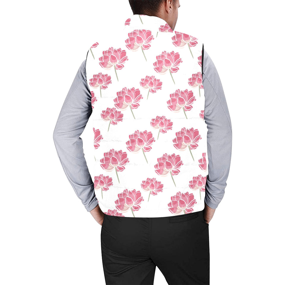 Pink lotus waterlily pattern Men's Padded Vest