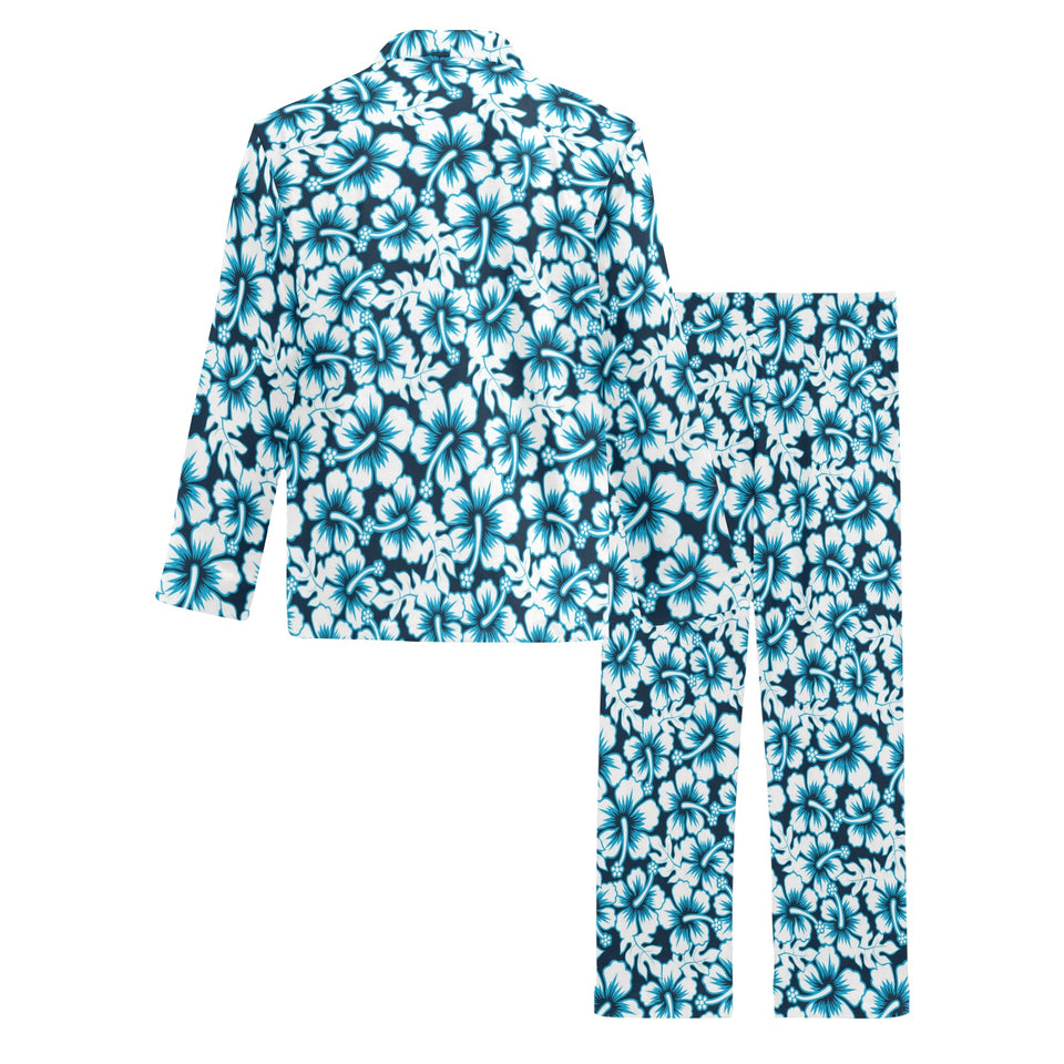 Hibiscus Pattern Print Design 04 Men's Long Pajama Set