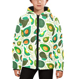 Avocado design pattern Kids' Boys' Girls' Padded Hooded Jacket