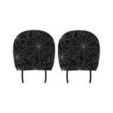 Spider web pattern Black background white cobweb Car Headrest Cover
