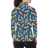 Surfboard Pattern Print Design 01 Women's Long Sleeve Polo Shirt