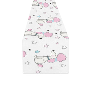 Cute poodle dog star pattern Table Runner