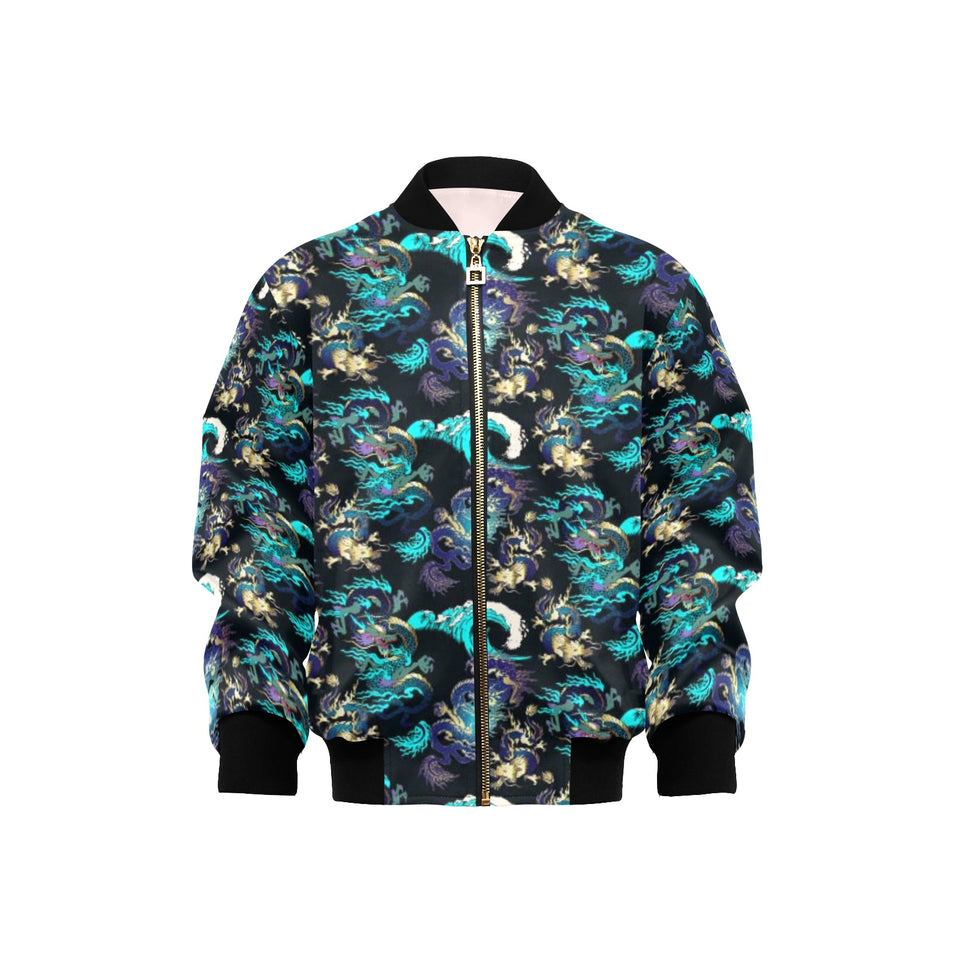 Dragon sea wave pattern Kids' Boys' Girls' Bomber Jacket