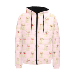 Golden Retriever Pattern Print Design 02 Men's Padded Hooded Jacket