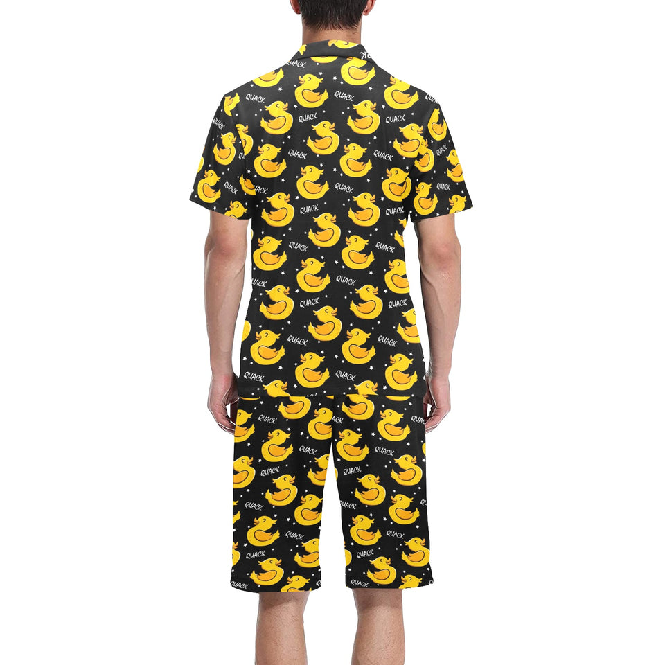 Duck Pattern Print Design 05 Men's V-Neck Short Pajama Set